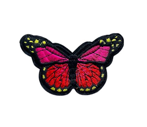 Butterfly Iron On Pink And Red Butterfly Embroidery Patch Embroidered Butterfly Sewing