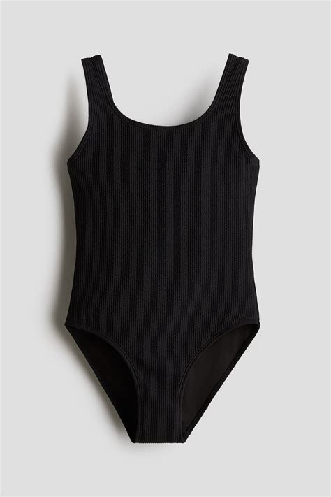Цял рипсен бански костюм - Черен - ДЕЦА | H&M BG