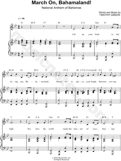 Timothy Gibson "March on, Bahamaland" Sheet Music in Bb Major ...