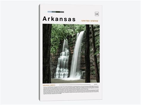 Arkansas Poster Landscape Canvas Artwork by Paul Rommer | iCanvas