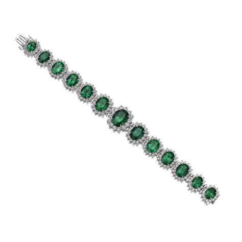 Oval Emerald Round Diamond Halo Bracelet Ses Creations