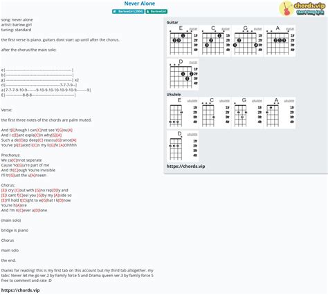 Chord: Never Alone - BarlowGirl - tab, song lyric, sheet, guitar, ukulele | chords.vip