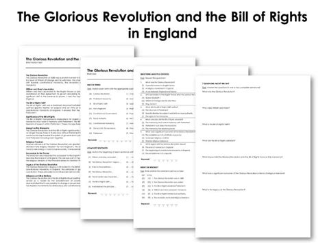 The Glorious Revolution And The Bill Of Rights In England Worksheets Library