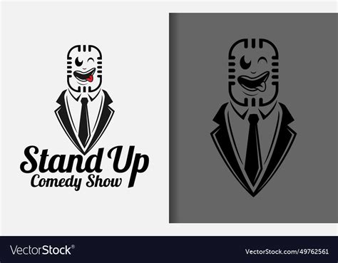 Stand Up Comedy Logo Design With Funny Microphone Vector Image