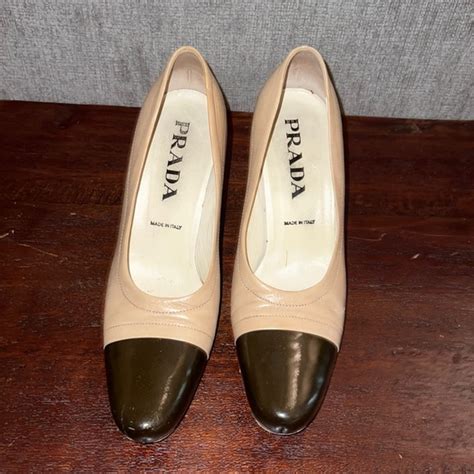 Prada Shoes Vintage Prada Nude Cap Toe Heel Patent Leather Pumps Poshmark