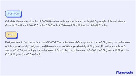 Solved Calculate The Number Of Moles Of Caco Calcium Carbonate Or