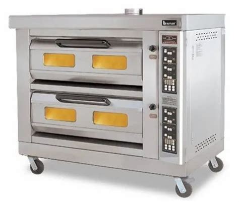 1 Kw Stainless Steel Double Deck Gas Baking Oven With Steam