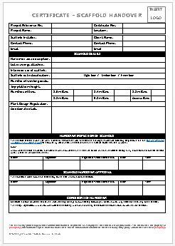 Scaffold Handover Certificate Template Carlynstudio Throughout Riset