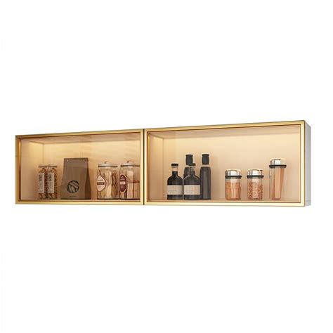 Modern Faux Wood Wall Mounted Display Cabinet with Glass Door - Grey ...