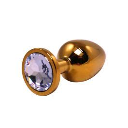 Srednji Zlatni Analni Dildo Sa Belim Dijamantom Ft