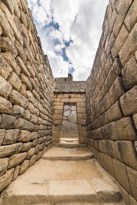 Gedetailleerde Brede Hoekmening Van De Gebouwen Van Machu Picchu Peru