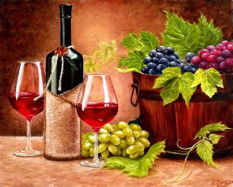 Wine Grapes Painting Fruit Original Art Still Life Painting Etsy