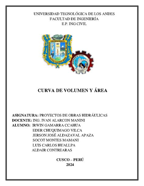 Trabajao Obras Grupo 6 ASIGNATURA PROYECTOS DE OBRAS HIDRÁULICAS