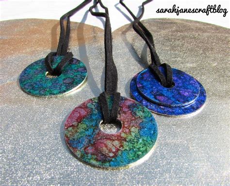 Alcohol Ink Washer Necklaces Sealed With Embossing Powder