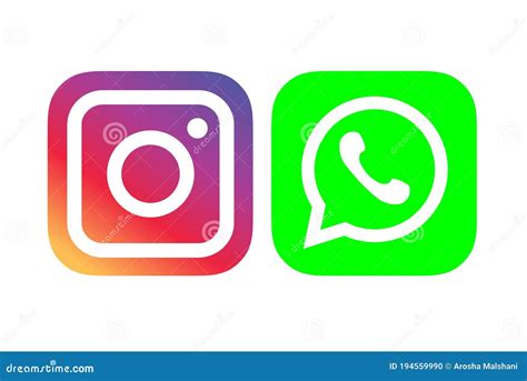 Conjunto De Iconos Del Logotipo De Instagram Y Whatsapp Impresos En