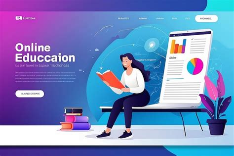 Premium Photo Web Page Design Template For Online Education Distance