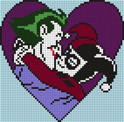 Joker And Harley Quinn Heart Square Perler Bead Pattern Bead