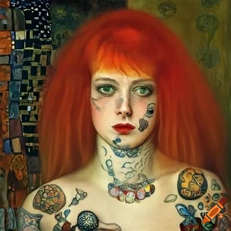 Portrait Of A Punk Woman With Red Hair And Arm Tattoos On Craiyon