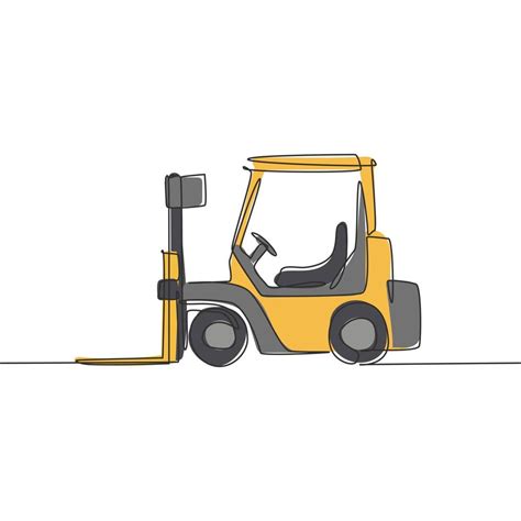 One Continuous Line Drawing Of Metal Forklift For Lifting Materials In