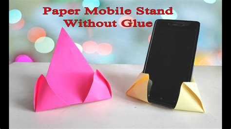 How To Make Paper Mobile Stand Without Glue Diy Origami Phone Holder Youtube