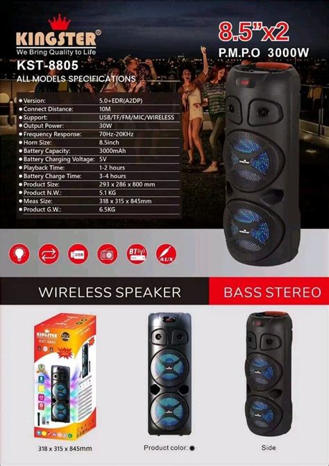 Kingster Kst Karaoke Bluetooth Speaker With Remote And Wireless