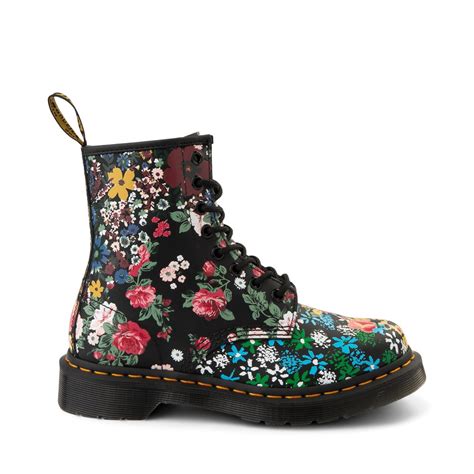 Dr Martens 1460 8 Eye Floral Mash Up Boot Black Multicolor Journeyscanada