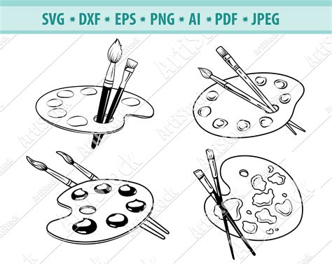 Artist Palette Paint Palette Digital Ocean Digital Clip Art Vinyl