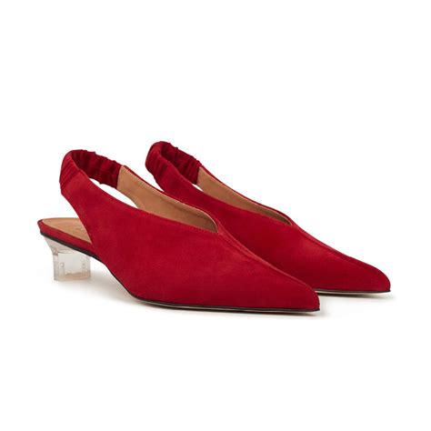 Claudette Suede Slingback Heels Red | Coveti