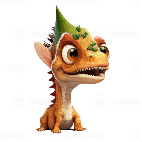 Linda Dinosaurio Con Flor Acuarela Ai Generado Png