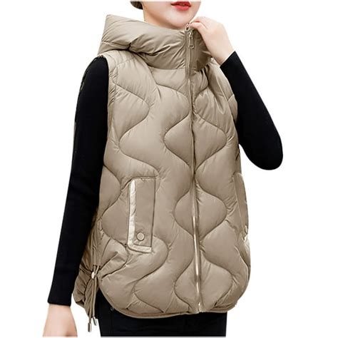 Rydcot Puffer Vest Women With Hood Plus Size Zip Up Puffer Jacket