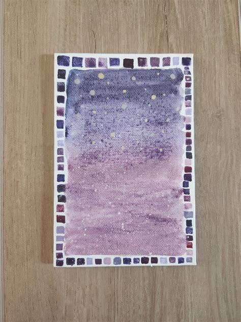 Purple Metallic Starry Night Sky Watercolor Painting - Etsy