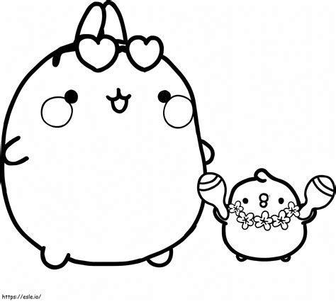 Cute Molang With Piu Piu Coloring Page