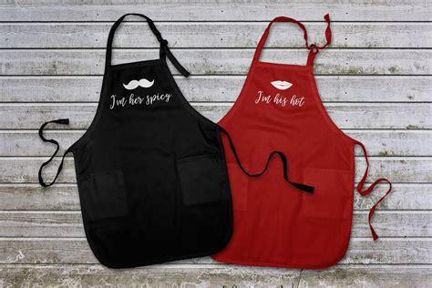 Cooking Aprons For Couples Hot And Spicy Matching Apron Couple Etsy