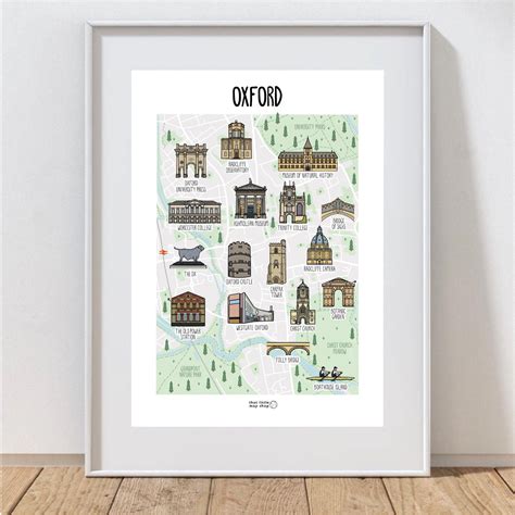 Map of Oxford Illustrated Map of Oxford Oxford City Map Map Print of ...