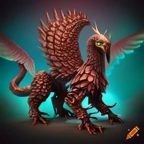 Mechanical Hybrid Creature With Features Of Mythical Creatures