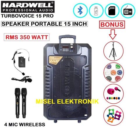 Speaker Portable 15 Inch Hardwell Turbovoice 15 Pro Paket Bonus