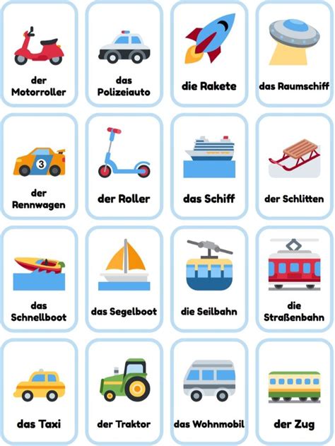 German Transport Printable Flashcards German Language Learning