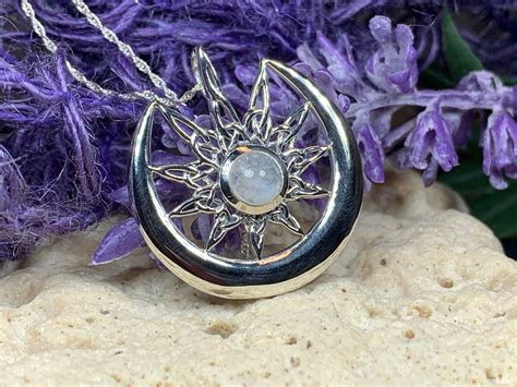 Moon Necklace, Celtic Jewelry, Celestial Jewelry, Moonstone Jewelry, Crescent Moon, Moon Goddess ...