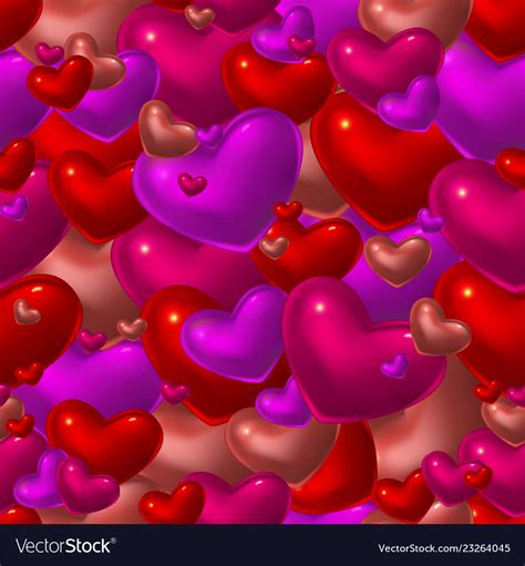 Seamless Pattern With Red Glass Hearts Royalty Free Vector