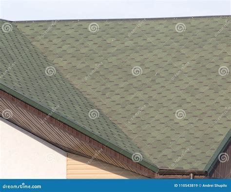 Roof of House with Green Tiles Stock Image - Image of style, facade ...