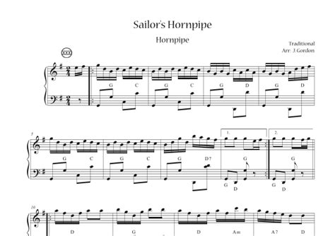 Sailors Hornpipe Sheet Music Traditional Instrumental Solo