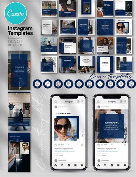 Dark Blue Canva Instagram Template Artofit