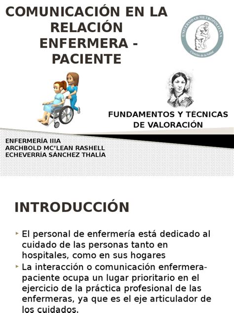 Comunicación En La Relación Enfermera Paciente 1 Enfermería Comunicación