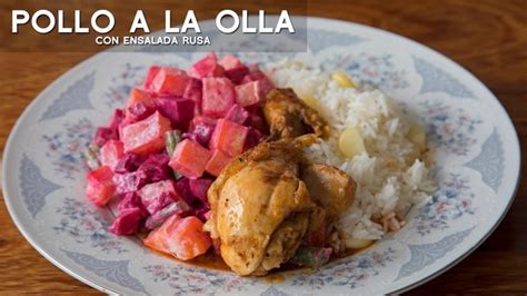 COMO PREPARAR POLLO A LA OLLA CON ENSALADA RUSA FÁCIL Y RÁPIDO ACOMER