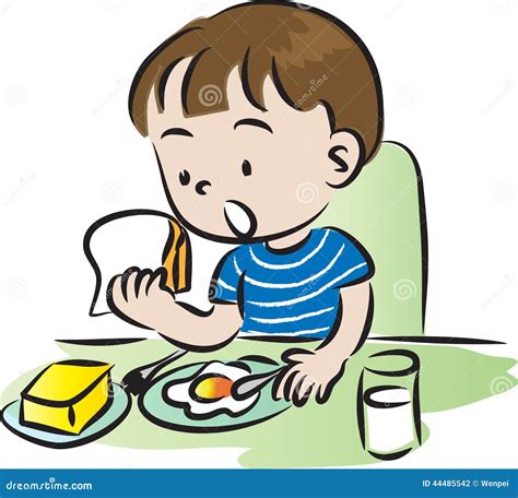 Boy Having Breakfast Stock Illustration Image Of Bread 44485542