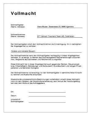 Vollmacht Formular Fill And Sign Printable Template Online