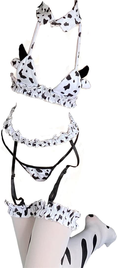 Amazon Jasmygirls Cow Lingerie Anime Bikini Maid Outfit Lolita