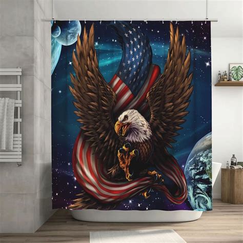 Dltay American Flag Eagle Shower Curtain For Bathroom 4 Of