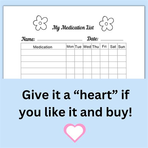 My Medication List My Medication Log Printable Medication Taking