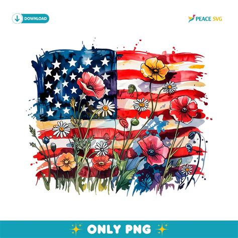 American Flag Floral Patriotic Wildflower Usa PNG » PeaceSVG